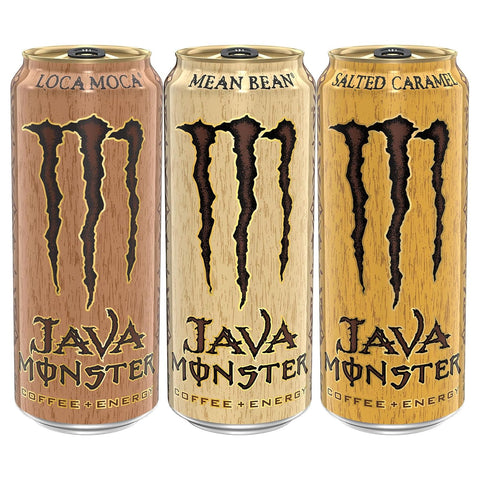 Monster Energy Java Monster Variety Pack - Mean Bean, Loca Moca, Salted Caramel, Coffee + Energy Drink, 15 Oz (12 Pack)
